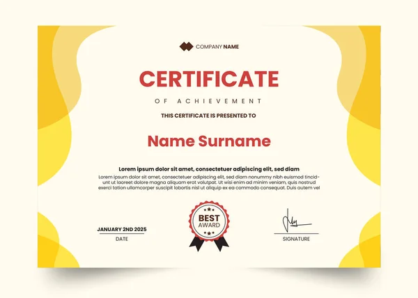 Renkli soyut modern sertifika şablonu tasarımı