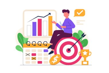 Başarılı iş planlama. İş Başarı Stratejisi Vektör İllüstrasyonu