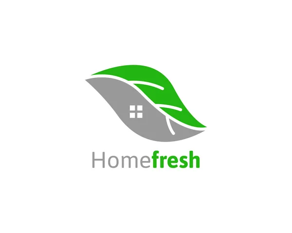 Yeşil Konseptli Emlak Logosu Bitki Yaprağı Logo Illüstrasyonu — Stok Vektör