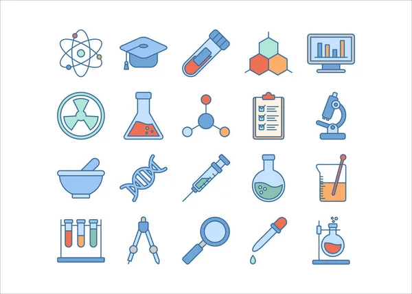Bilim renkli simge koleksiyonu, deney vektör grafiği
