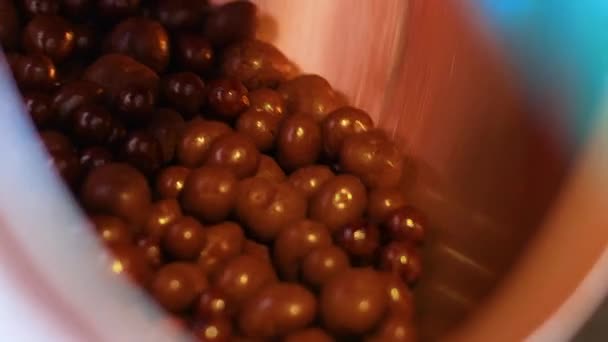 Chocolates Spinning Candy Machine Sweets Factory High Quality Footage — Stock Video