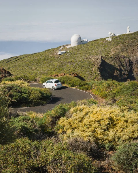 stock image view observatory la palma with a car