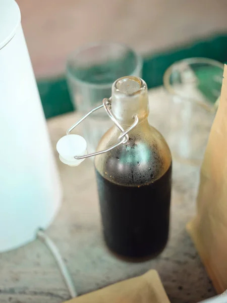 Soda Cola Sucia Fría Casera Botella Comida Callejera Thai — Foto de Stock