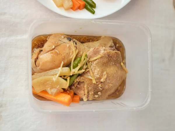 Gedämpftes Gebratenes Huhn Oder Hainanese Chicken Rice Stockbild