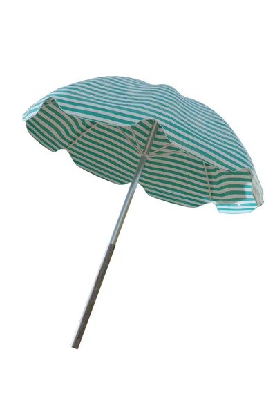 Illustration Grön Randig Strand Paraplyer Vit Bakgrund — Stockfoto