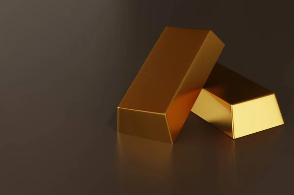 Két Aranyrúd Barna Háttérrel Banki Üzleti Koncepció Hely Szöveg Arany — Stock Fotó