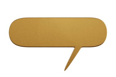 3B Görüntü, Beyaz arkaplanda izole edilmiş altın konuşma balonu