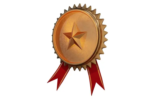 Illustration Altın Metal Yıldızı Ikonu Konsept Kaliteli Garanti Etiketi — Stok fotoğraf