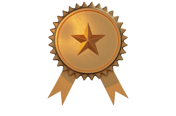 Illustration Altın Metal Yıldızı Ikonu Konsept Kaliteli Garanti Etiketi — Stok fotoğraf