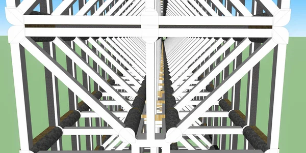 Renderowanie Budynku Budowlanego Koncepcja Architektoniczna — Zdjęcie stockowe