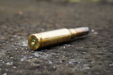 Pamiers, Fransa - Şubat 2020 - Alman mühimmat üreticisi MEN tarafından yapılan tatbikat tüfekleri için Fransız Ordusu 'nun paraşütçüleri tarafından ateşlenen 7.62 milimetrelik metalik fişek kutusu