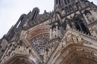 fascinating view of gothic cathedral Notre-Dame de Reims in France