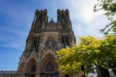 fascinating view of gothic cathedral Notre-Dame de Reims in France