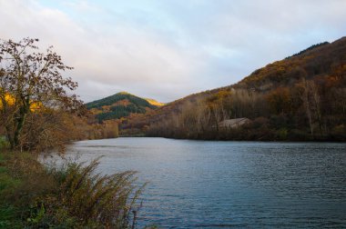 Fransa 'nın güneyindeki Aveyron kırsalında yer alan Lincou' daki renkli, ağaçlık bir tepenin dibinde akan Tarn Nehri 'nin manzarası sonbahar ve kış tonlarının yer aldığı bir orman.