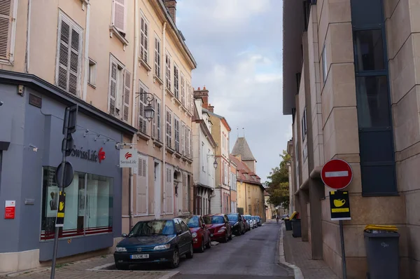 Troyes Franciaország Szeptember 2020 Régi Tipikus Utcája Rue Boucherat Határolt — Stock Fotó