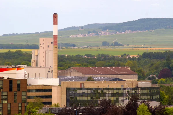 Reims França Junho 2021 Instalações Industriais Parque Negócios Farman Chaminé — Fotografia de Stock