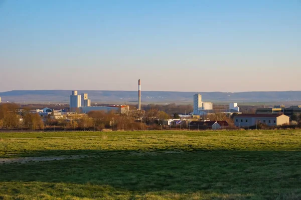 Reims Frankrijk Maart 2021 Landbouw Industrielandschap Met Fabrieken Graansilo Onder — Stockfoto