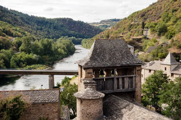 Tarn Nehri Vadisi Nin Güzel Manzarası Kilisenin Çan Kulesi Fransa — Stok fotoğraf