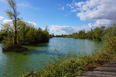 Nehir ve ağaçlarla dolu güzel bir manzara
