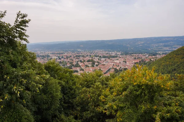 Krásný Panoramatický Výhled Nad Zelenou Krajinou Kolem Aglomerace Albi Francii — Stock fotografie