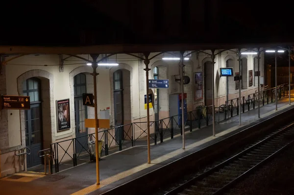 Гайак Франция Февраль 2022 Вид Сверху Ночью Над Путями Платформами — стоковое фото