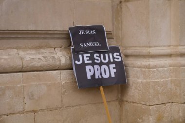 Troyes, France - Oct. 18, 2020 - A sign reading 