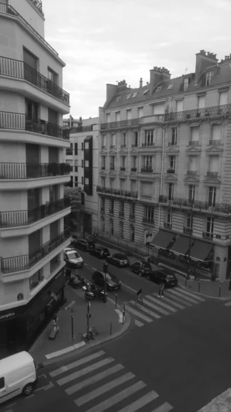 Paříž Francie Červenec 2019 Černobílá Fotografie Křižovatky Ulic Rue Pompe — Stock fotografie