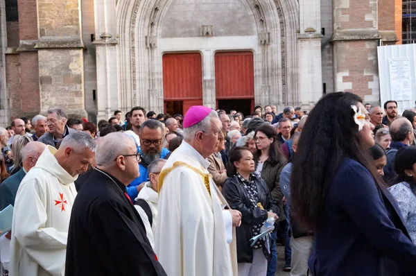 Toulouse Frankrijk Maart 2023 Aartsbisschop Mgr Guy Kerimel Bisschop Peter — Stockfoto