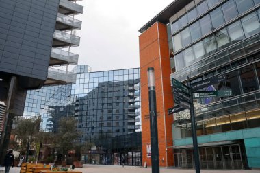 Toulouse, France - Feb. 2023 - Modern glass office buildings on the Esplanade of Lascrosses Boulevard, in the recent business district of Compans-Caffarelli, including LCL's local headquarters