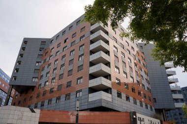 Toulouse, France - Feb. 2023 - Modern glass office buildings on the Esplanade of Lascrosses Boulevard, in the recent business district of Compans-Caffarelli, including LCL's local headquarters