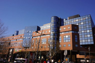 Toulouse, France - Feb. 2023 - Modern glass office buildings on the Esplanade of Lascrosses Boulevard, in the recent business district of Compans-Caffarelli, including LCL's local headquarters