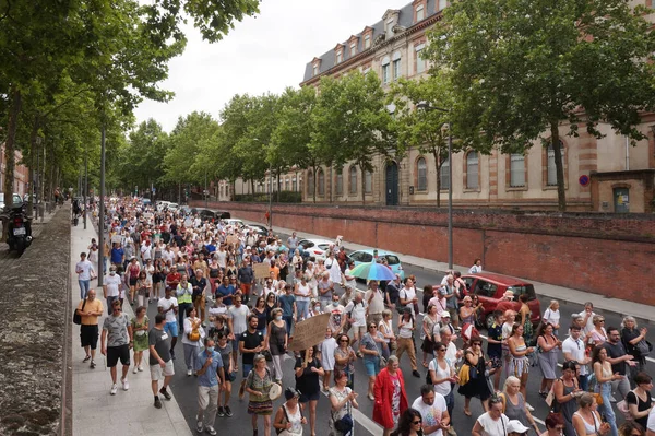 Albi França Novembro 2020 Manifestantes Que Opõem Mandato Vacina Covid — Fotografia de Stock