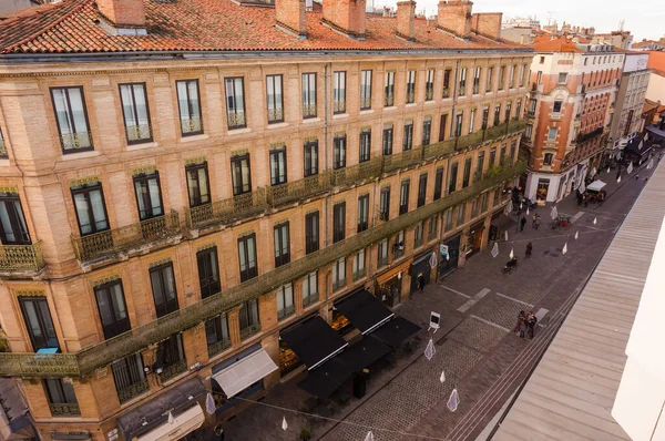 Toulouse Franciaország 2020 Jan Madártávlat Járdaszegélyen Lévő Helyi Vállalkozásoknak Otthont — Stock Fotó