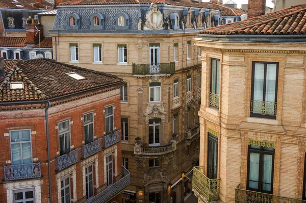Tuluza Francja Styczeń 2020 Widok Lotu Ptaka Stare Murowane Budynki — Zdjęcie stockowe