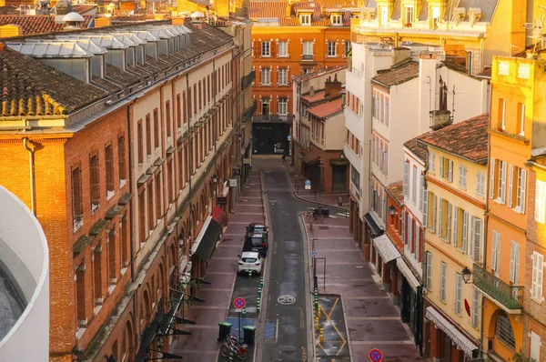 Toulouse Franciaország 2021 Június Rempart Villeneuve Régi Utcája Melyet Téglaházak — Stock Fotó