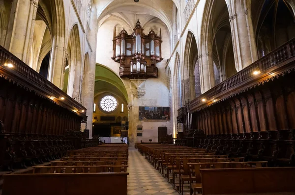 Готичний Хор Зупиняється Середньовічному Соборі Сен Стефен Сент Ієн Дерев — стокове фото