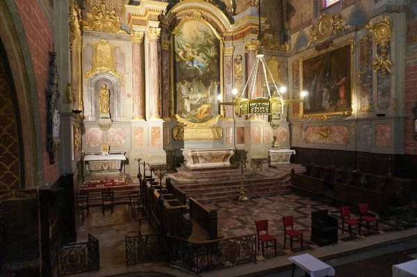 Toulouse França Junho 2023 Coro Ricamente Decorado Altar Colunado Dentro — Fotografia de Stock