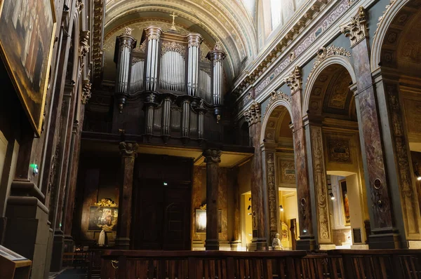 Toulouse França Abril 2021 Órgão Varanda Dentro Neoclássica Basílica Notre — Fotografia de Stock