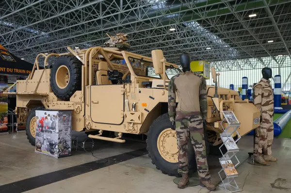 stock image Aussonne, France - April 18, 2024 - Panhard PLFS, a light armored vehicle for Special Forces with the French Army, produced by the manufacturer Arquus, exhibited at Toulouse International Fair