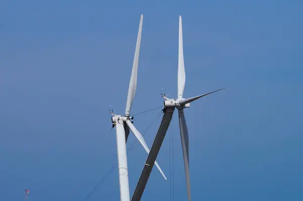Port Nouvelle France April 2024 Shore Floating Wind Turbines Assembly — Stock Photo, Image