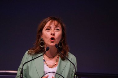 Toulouse, Fransa - 10 Eylül 2024 - Carole Delga, Occitanie Bölgesi Başkanı, eski bakan, iş gazetesi La Tribune tarafından düzenlenen 7. Uzay Forumunun açılış konuşmasını yaptı.