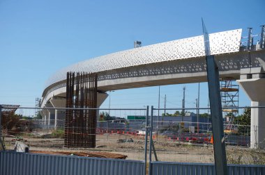 Labge, France - July 16, 2024 - Construction of a viaduct for an overhead section of an extension to the Line B of Toulouse Metro, towards the future station INP (National Polytechnic Institute) clipart