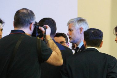 Quint, Fransa - 5 Aralık 2024 Laurent Wauquiez, eski bakan, Ulusal Meclis Cumhuriyetçi grubun başkanı, Haute-Garonne Federasyonu ile siyasi bir toplantı için geldi.