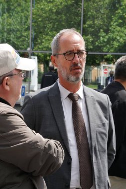 Toulouse, Fransa - 16 Mayıs 2025 - Toulouse Uzay Merkezi (CST) Başkanı Thierry Levoir, Michel Lefebvre Roundabout 'un açılışına katıldı.
