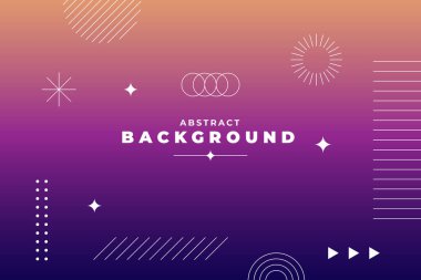Metin için alanı olan soyut geometrik gradyan arkaplan. Grafik projeleri, kapaklar, afişler, posterler için modern tasarım ve soyut lo-fi çok renkli antika retro ile daha fazlası. Mor ve turuncu renkler.