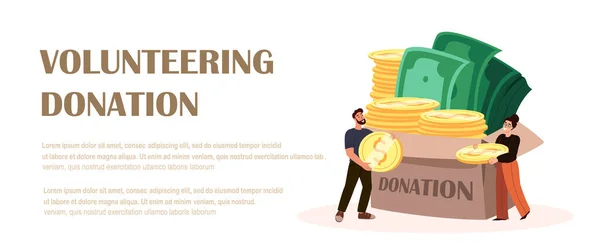 Landing Page Template People Donating Money Gold Coins Cash Money — Image vectorielle