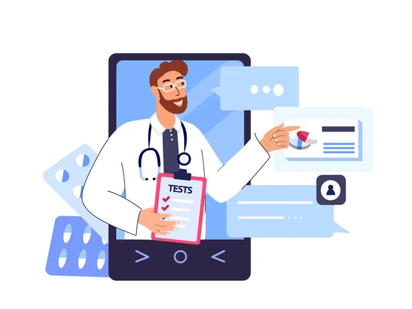 Online Medical Consultation Health Concept Smart Service Technology Remote Doctor — Stockový vektor