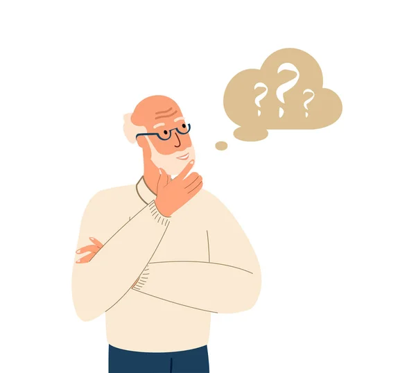 Dementia Memory Loss Concept Senior Man Question Signs Old Male — Wektor stockowy