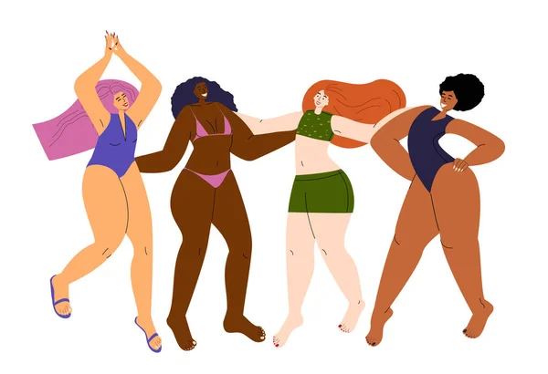 Different Women Different Figures Shapes Size Curvy Fat Bodies Plump — Stock Vector