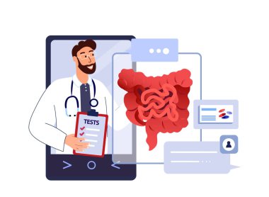 Çevrimiçi Doktor Gastroenterolog Danışmanlık. Gastrointestinal Tract, Bağırsak, Bağırsak, Bowel.Teşhis Mobil Uygulaması. Martphone Tıbbi Hastanesi. Dijital Tedavi, Tedavi.